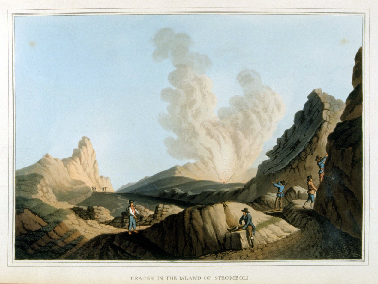 Cratere du Stromboli - i "" Utsikter i de osmanske dominansene, i Europa, i Asia og noen av middelhavsøyene"", av Luigi Mayer, London av Luigi Mayer