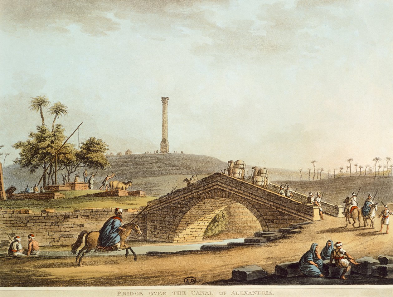 Egypt, bro over Alexandria-kanalen, av Luigi Mayer, gravering av Luigi Mayer