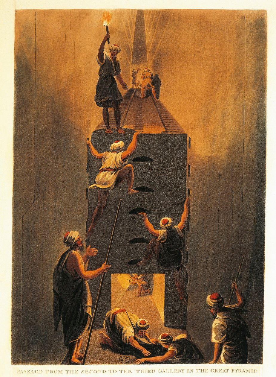 Frankrike, Paris, passasje fra det andre til det tredje galleriet i den store pyramiden i Giza av Luigi Mayer