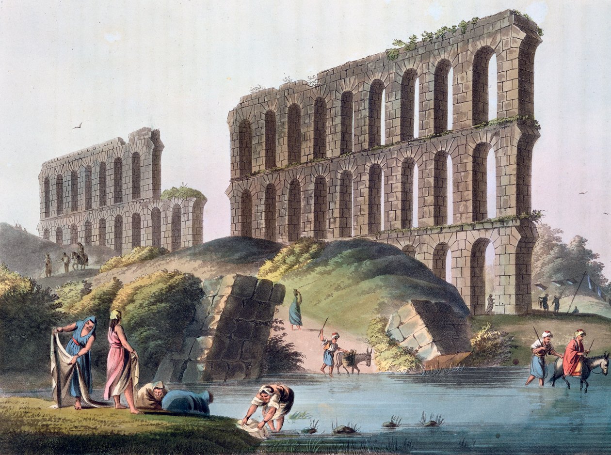 'Ruinene av den store akvedukten i det gamle Kartago', Tunisia, 1803 av Luigi Mayer