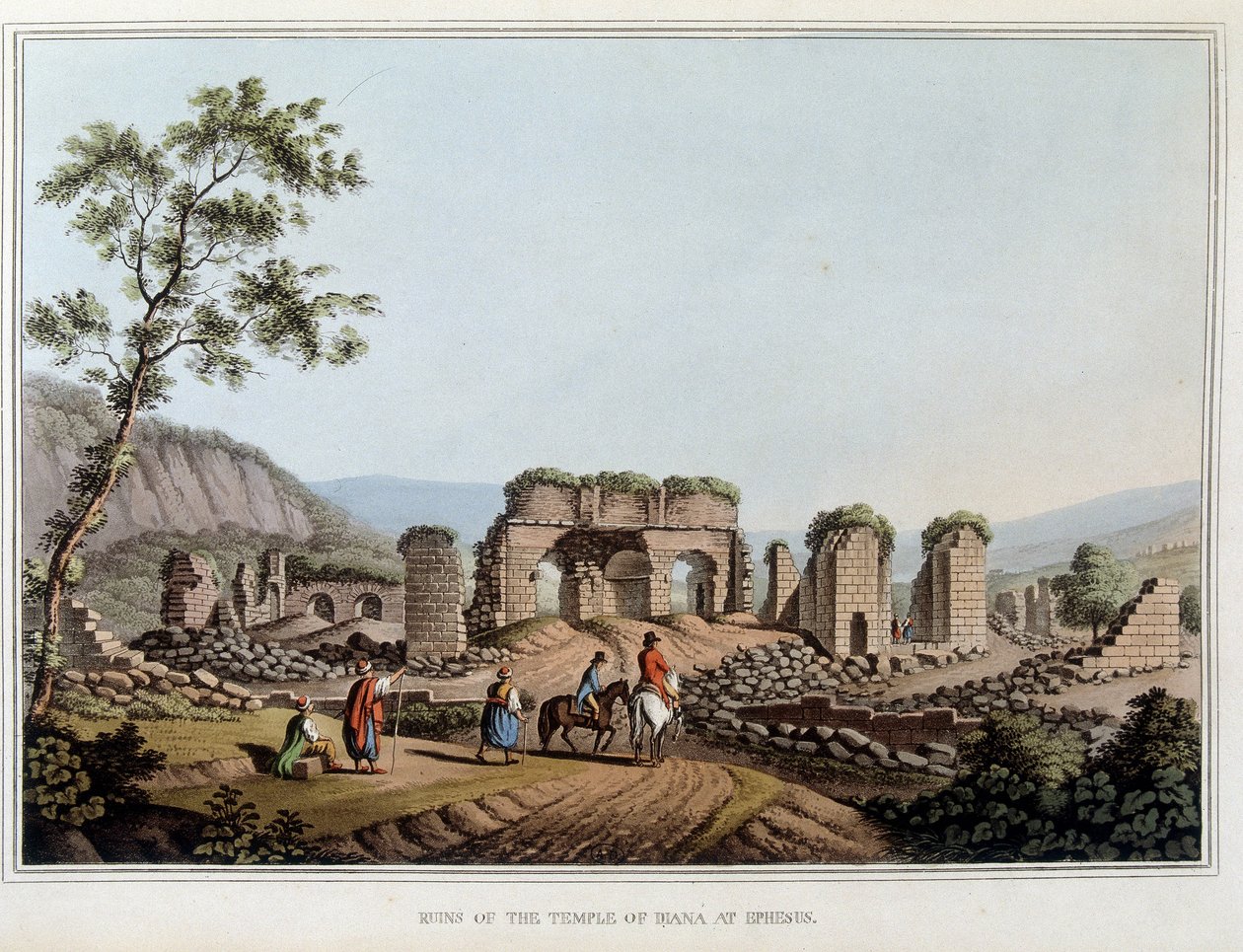 Ruinene av tempelet til Diane (Artemis) i Efese, tidligere antikke by i Hellas, i dag i Tyrkia. i "" Utsikt i de osmanske dominansene, i Europa, i Asia og noen av middelhavsøyene""" fra originaltegningene tatt av Luigi Mayer, London av Luigi Mayer