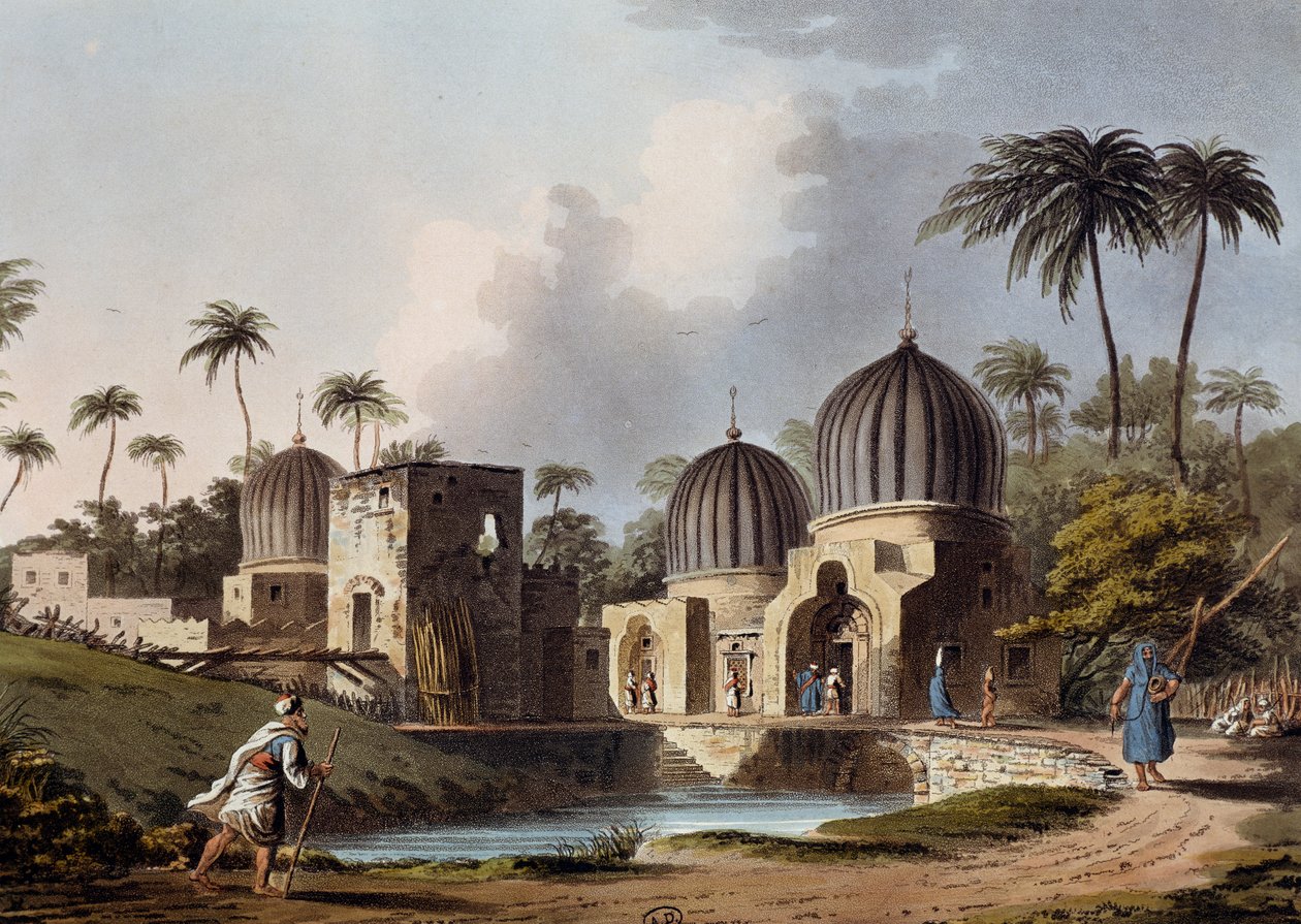 Graver av arabiske hellige ved Rosetta, gravering, av Luigi Mayer (1755-ca 1803), fra utsikter i Egypt, Palestina og andre deler av det osmanske riket av Luigi Mayer