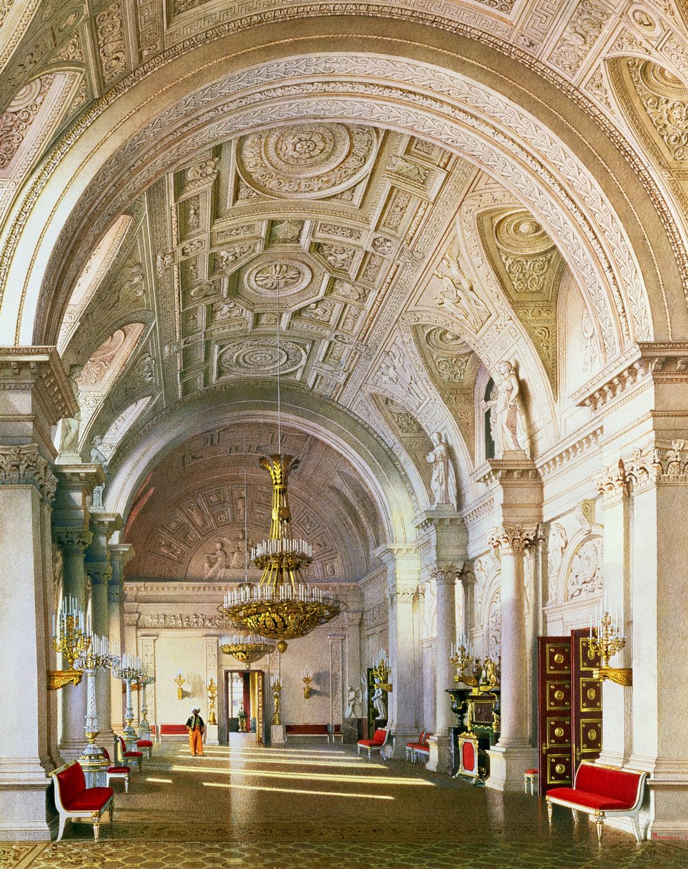 Utsikt over White Hall i vinterpalasset i St. Petersburg, 1865 av Luigi Premazzi