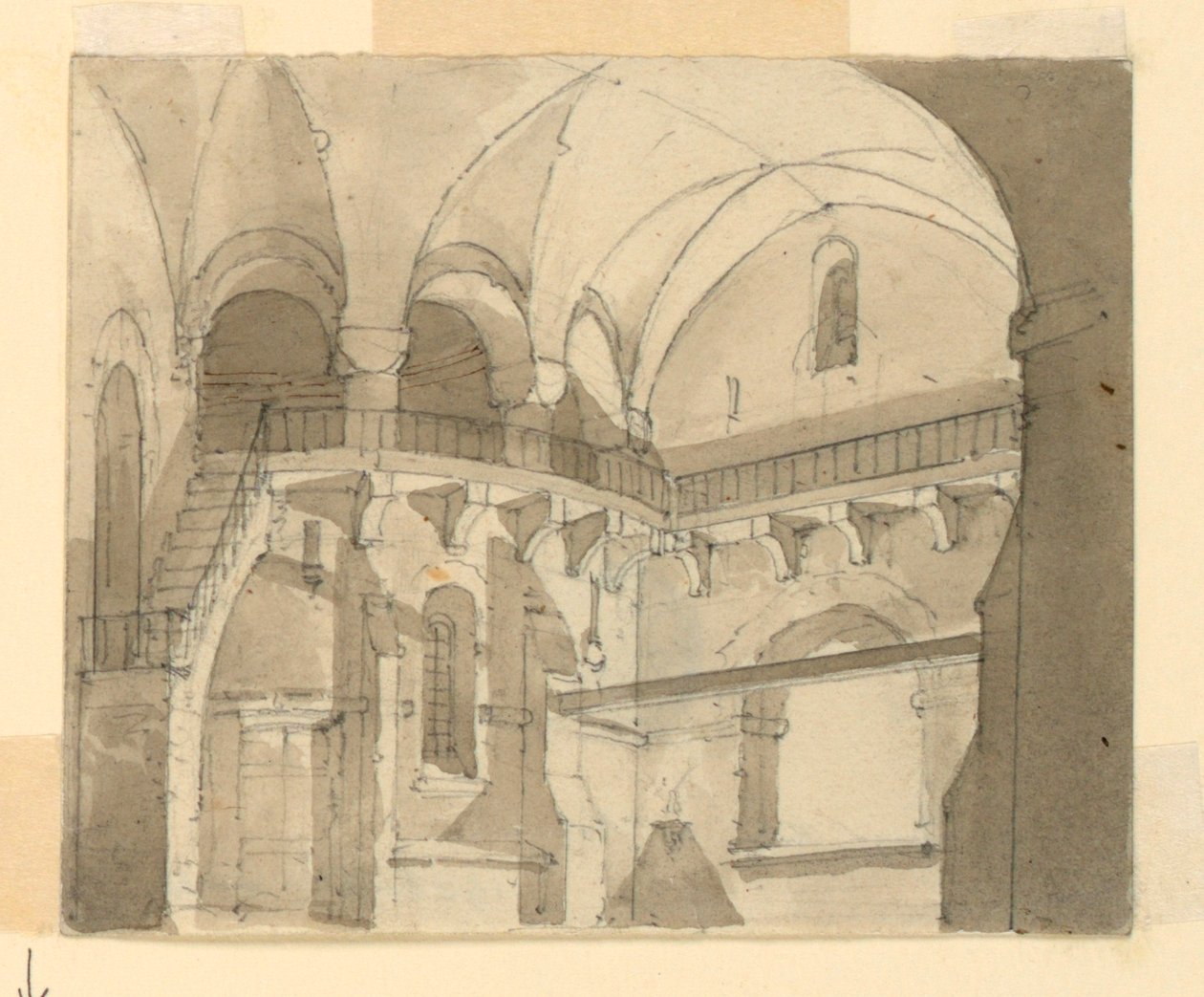 Scenedesign, interiør i fengsel av Luigi Ricci