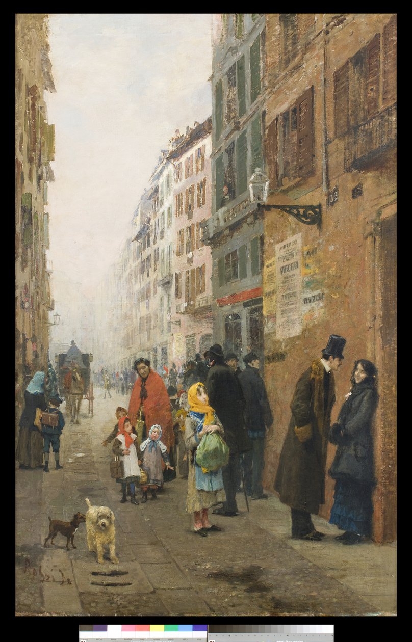 En gate i Milano, 1881 av Luigi Rossi