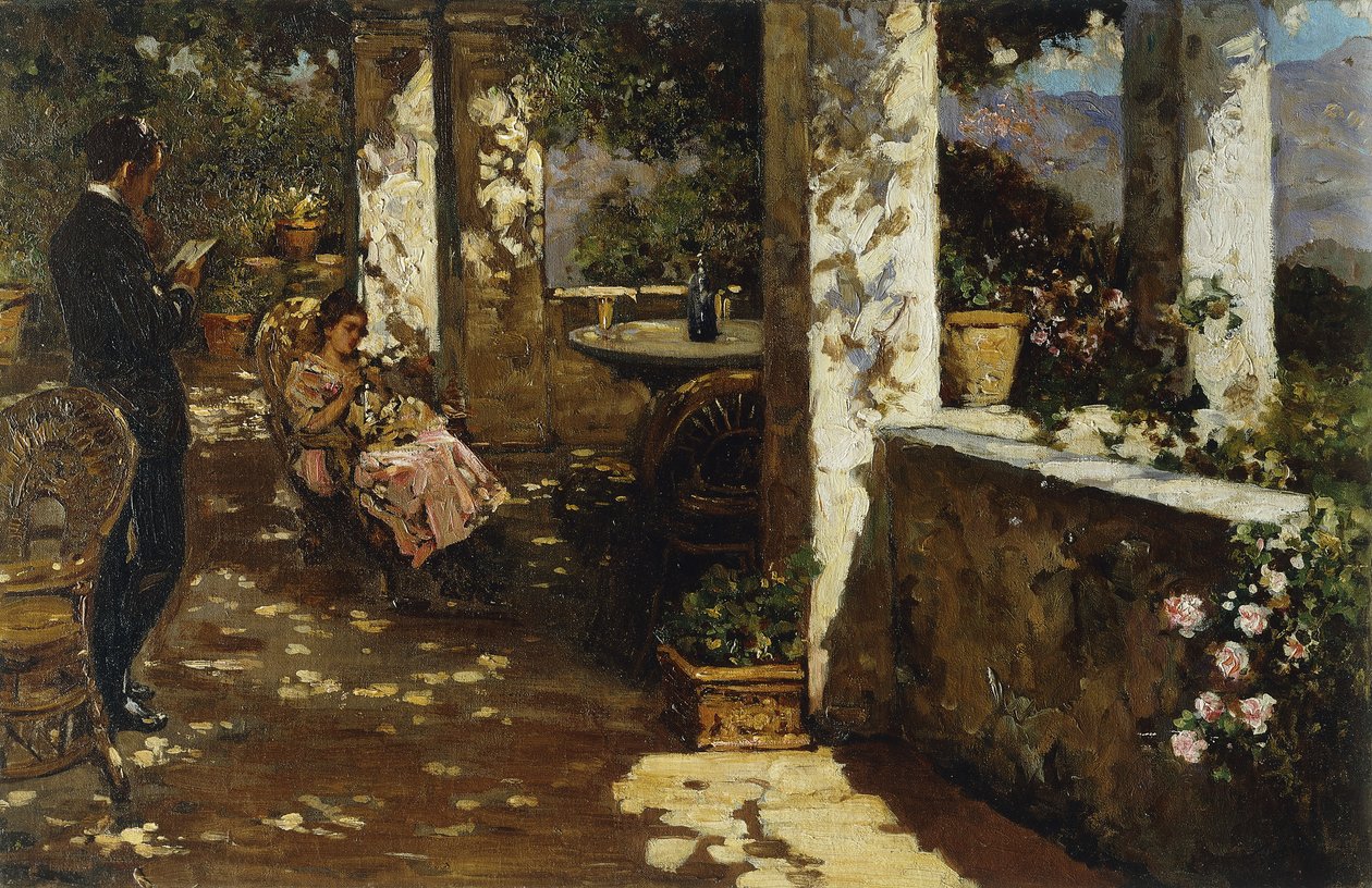 Hviler på terrassen, av Luigi Rossi