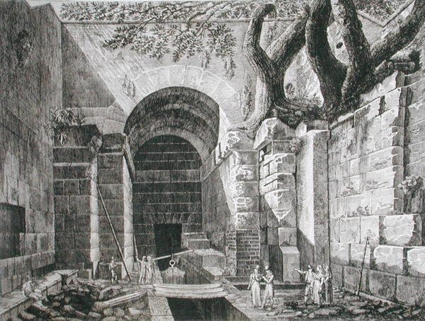Romerske levninger ved Castel Gandolfo, Albanosjøen, fra 