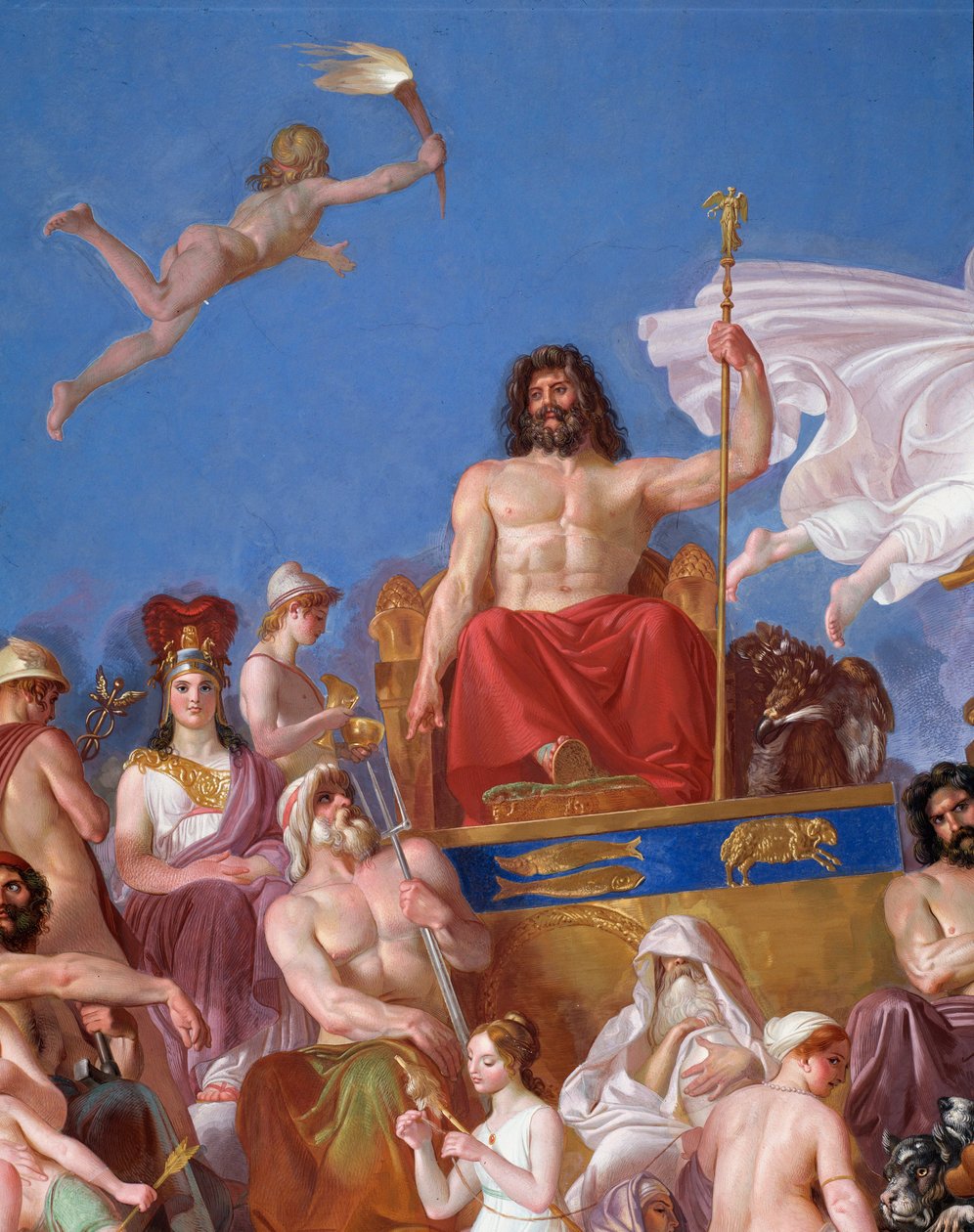 Council of the Gods on the Olympus - Detalj av hvelvet til Hall of the Iliaden av Luigi Sabatelli (1772-1850) 1819-1825 Firenze, Palazzo Pitti av Luigi Sabatelli