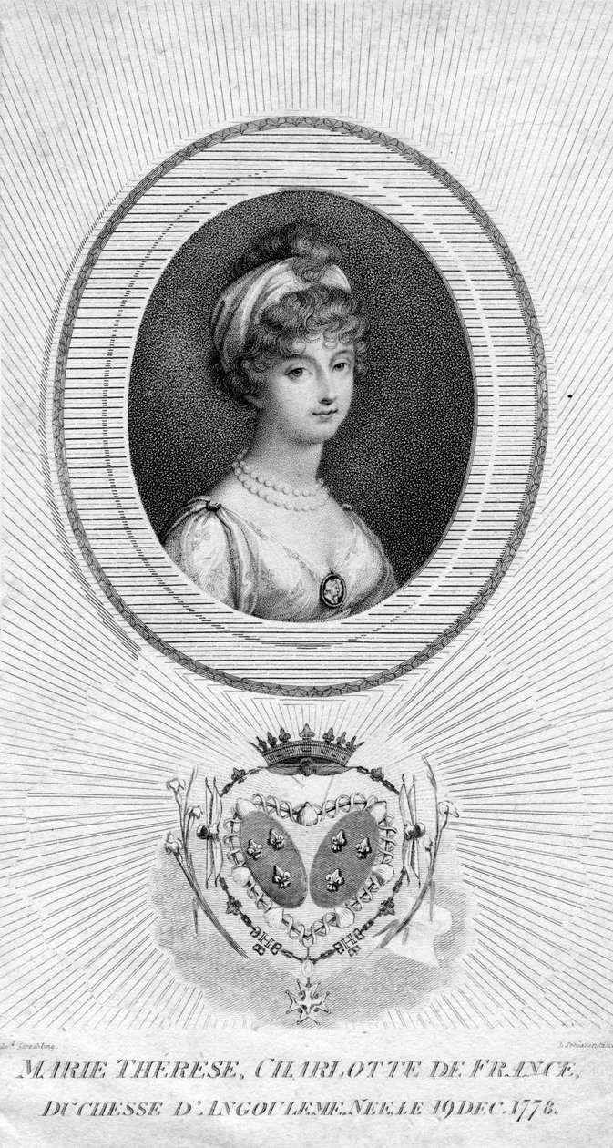 Marie-Therese-Charlotte de Bourbon, hertuginne av Angouleme og Dauphine av Frankrike, 1805. av Luigi Schiavonetti
