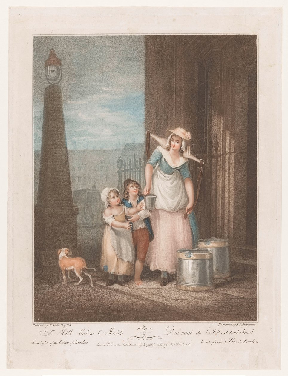 Melkmeid Milk below Maids (tittel på objekt) Street Calls of London (serietittel) Cries of London (serietittel) av Luigi Schiavonetti