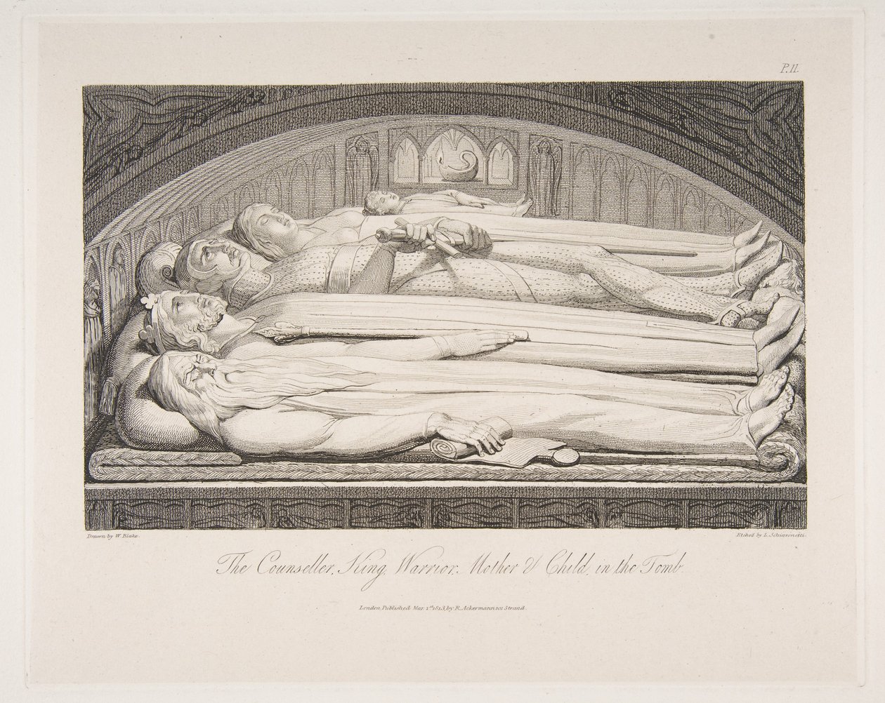 Rådgiveren, kongen, krigeren, mor og barn i graven, fra graven, et dikt..., 1. mars 1813. av Luigi Schiavonetti