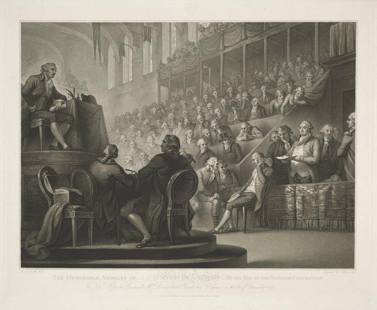 Toespraak van Lodewijk XVI Den minneverdige adressen til Lewis den sekstende i baren til National Convention (tittel på objekt) av Luigi Schiavonetti