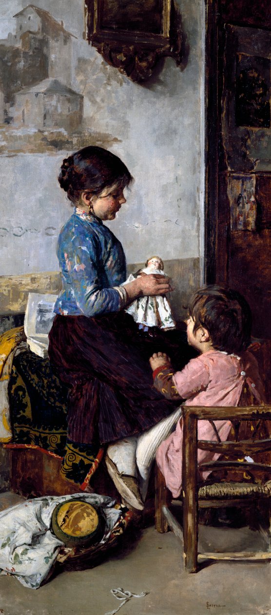 Happy Days, maleri av Luigi Serena (1855-1911), olje på lerret av Luigi Serena