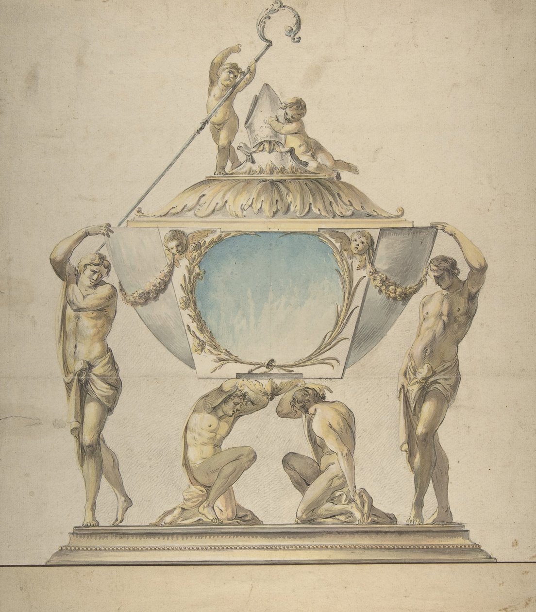 Design for et gull- og sølvbiskopsrelikvieskrin, sent på 1700-tallet. av Luigi Valadier
