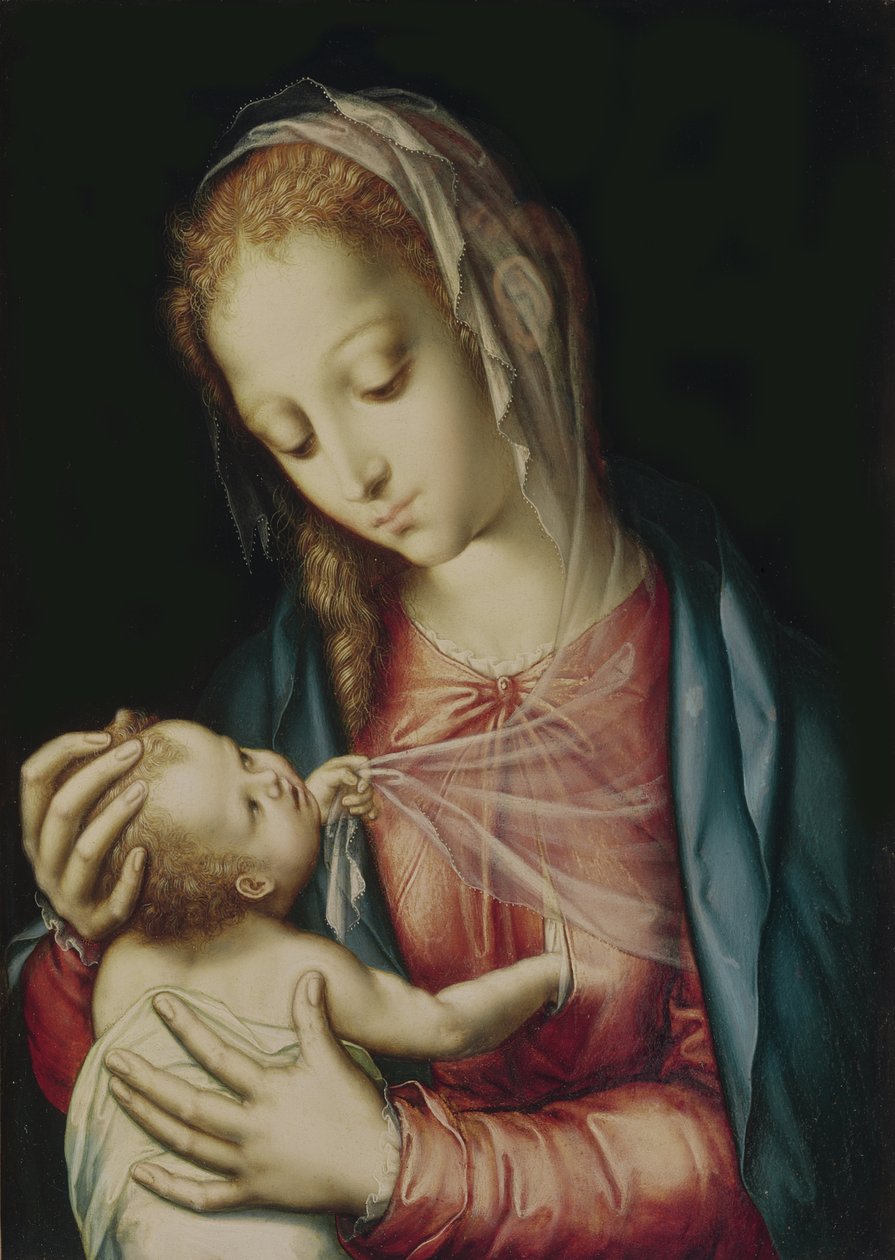 The Virgin and Child, ca. 1565-70 (olje på eik) av Luis de Morales
