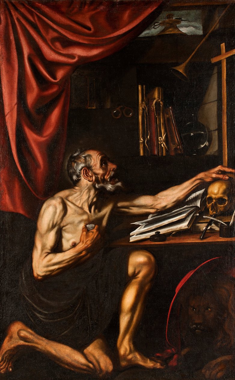 St Jerome gjør bot i studien av Luis Tristan de Escamilla