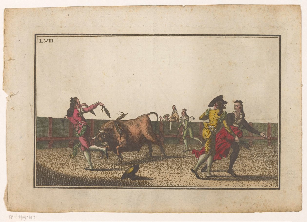 Taurus utfordres med banderillas Coleccion de las principales suertes de una corrida de toros (serietittel) Samling av de viktigste tyrefektingsmanøvrene (serietittel) av Luis Fernandez Noseret