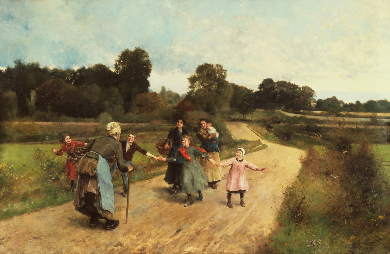 Møte bestemor, ca. 1900 (olje på lerret) av Luis Jimenez y Aranda