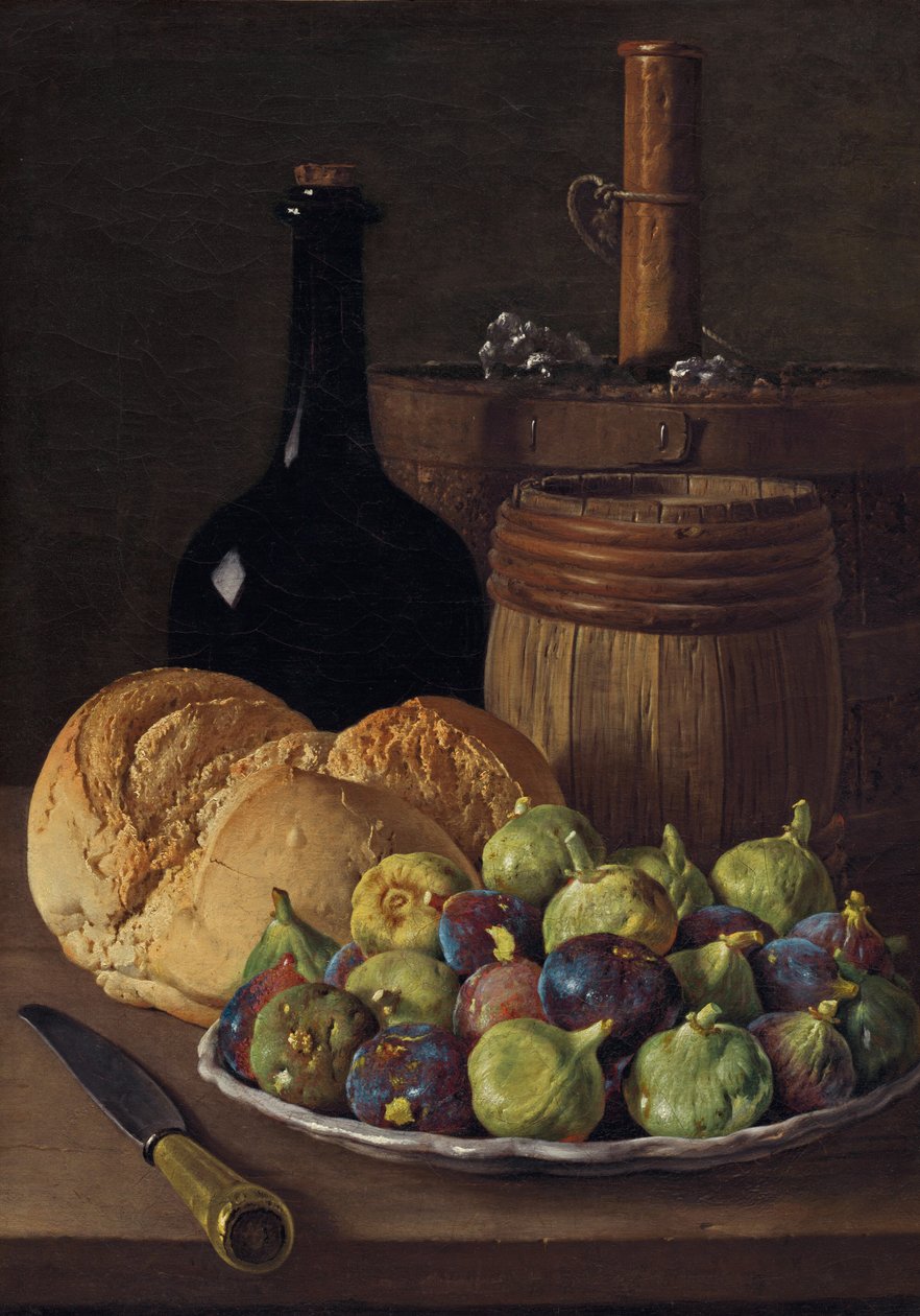 Stilleben med fiken og brød, ca. 1770. av Luis Meléndez