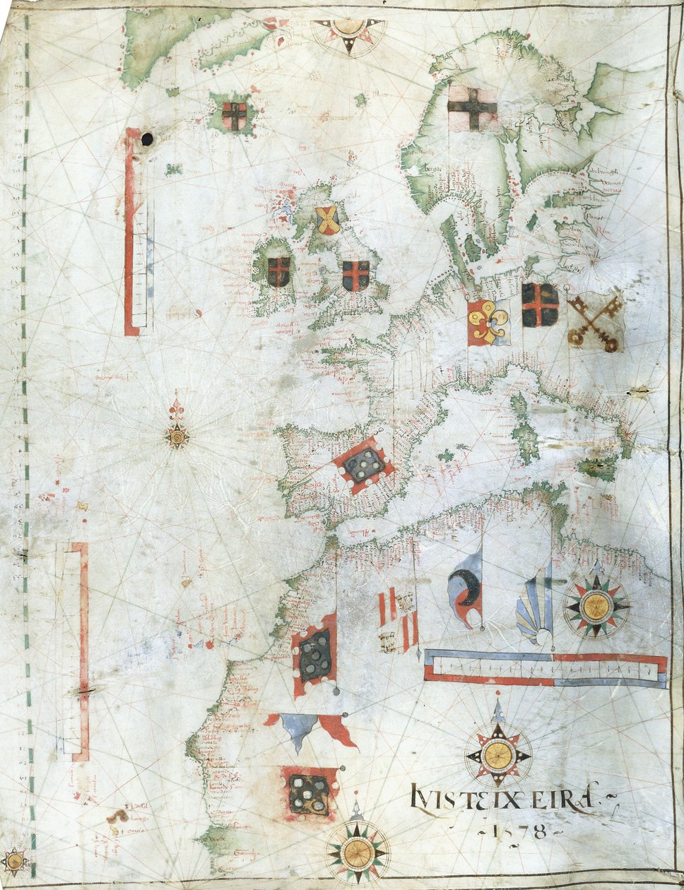 Portolan-kart over Vest-Europa og Nord-Afrika, 1578 av Luis Teixeira