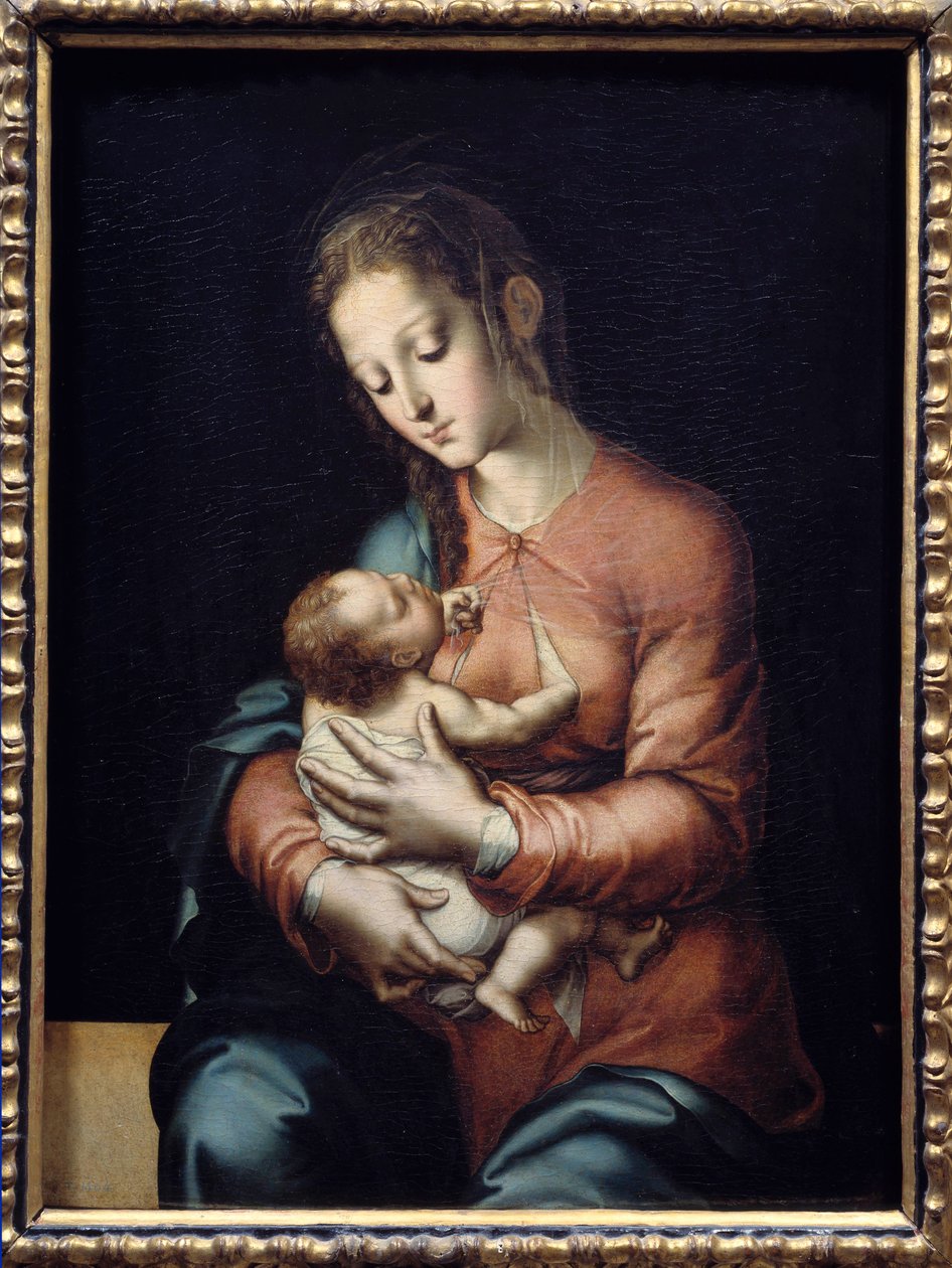 Jomfru- og barnemaleriet av Luis de Morales (1500-1586) Søn fra 1500-tallet. 0,84 x 0,64 m Madrid, Prado-museet av Luis de Morales
