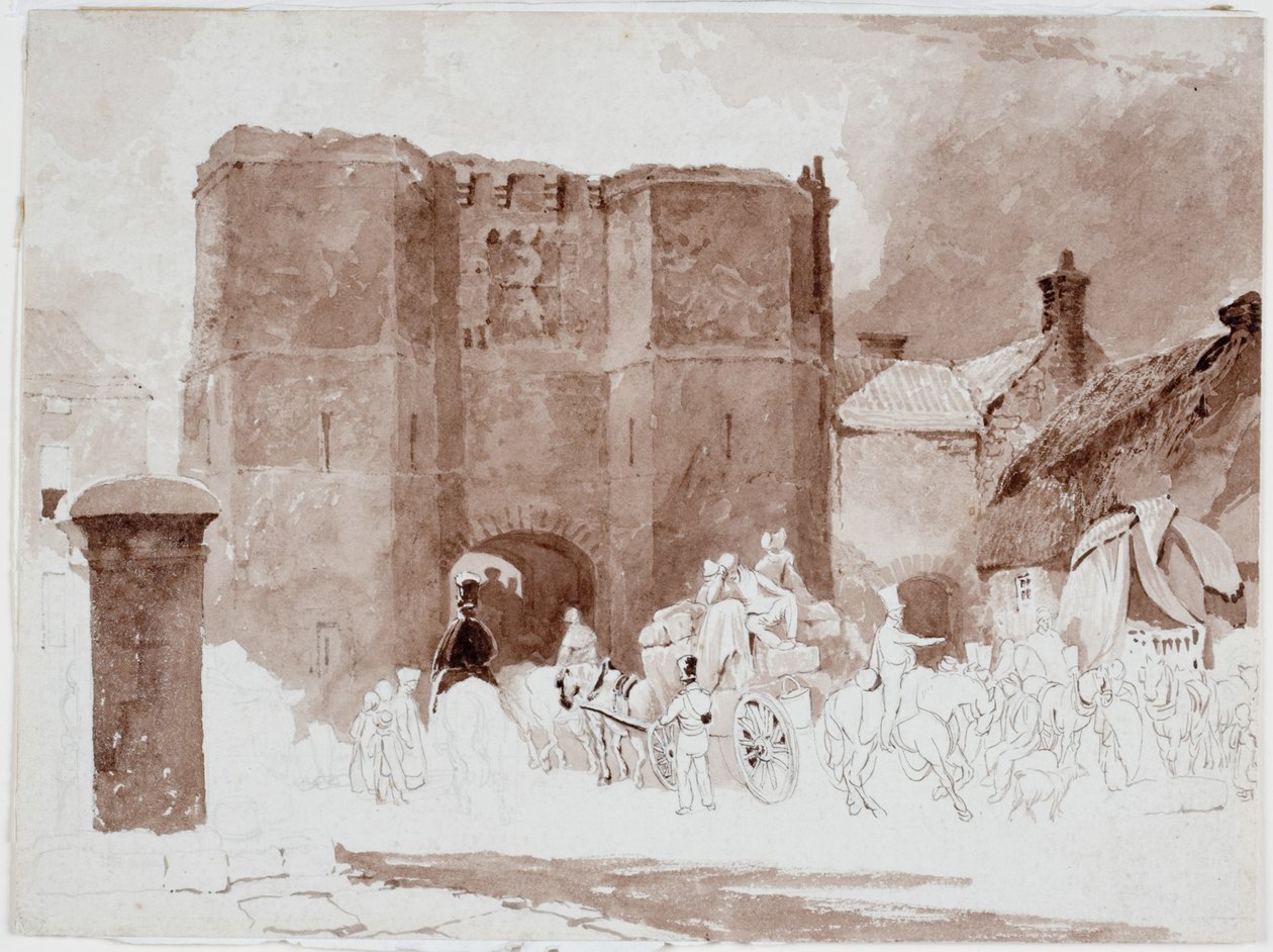 Hotspur Tower, Alnwick (blyant og akvarell på papir) av Luke Clennell