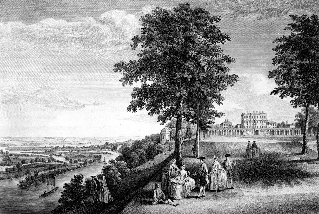 En utsikt over Cliveden i Buckinghamshire, sete for den ærede jarlen av Inchiquin, 1759 av Luke Sullivan