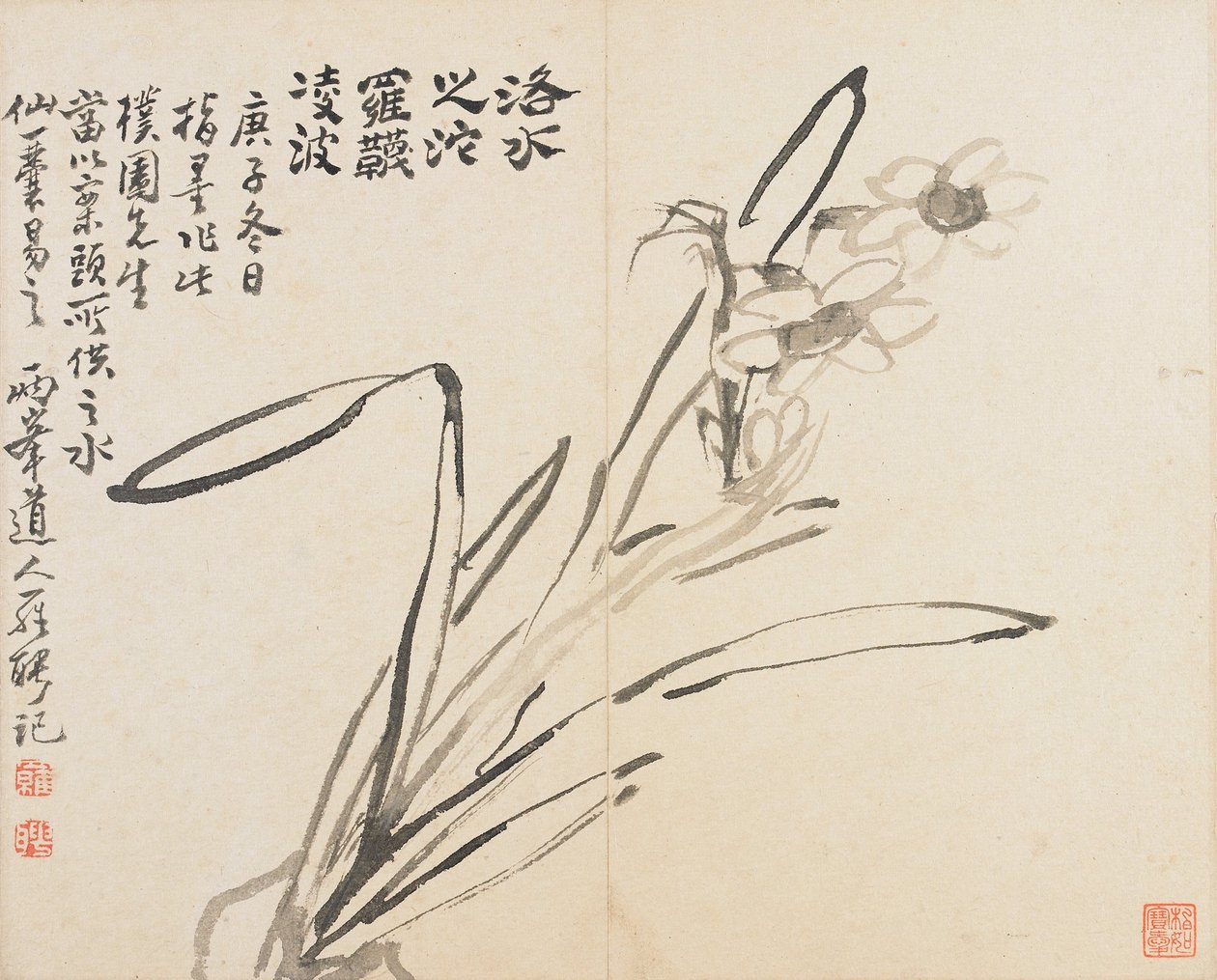 Landskaper, blomster og fugler- Narcissus av Luo Ping