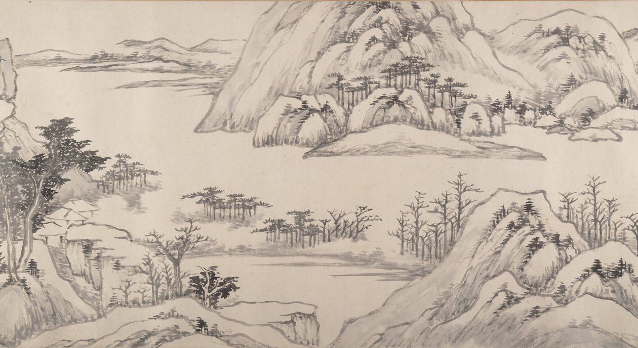Elvelandskap om høsten, datert 1661. av Luo Mu