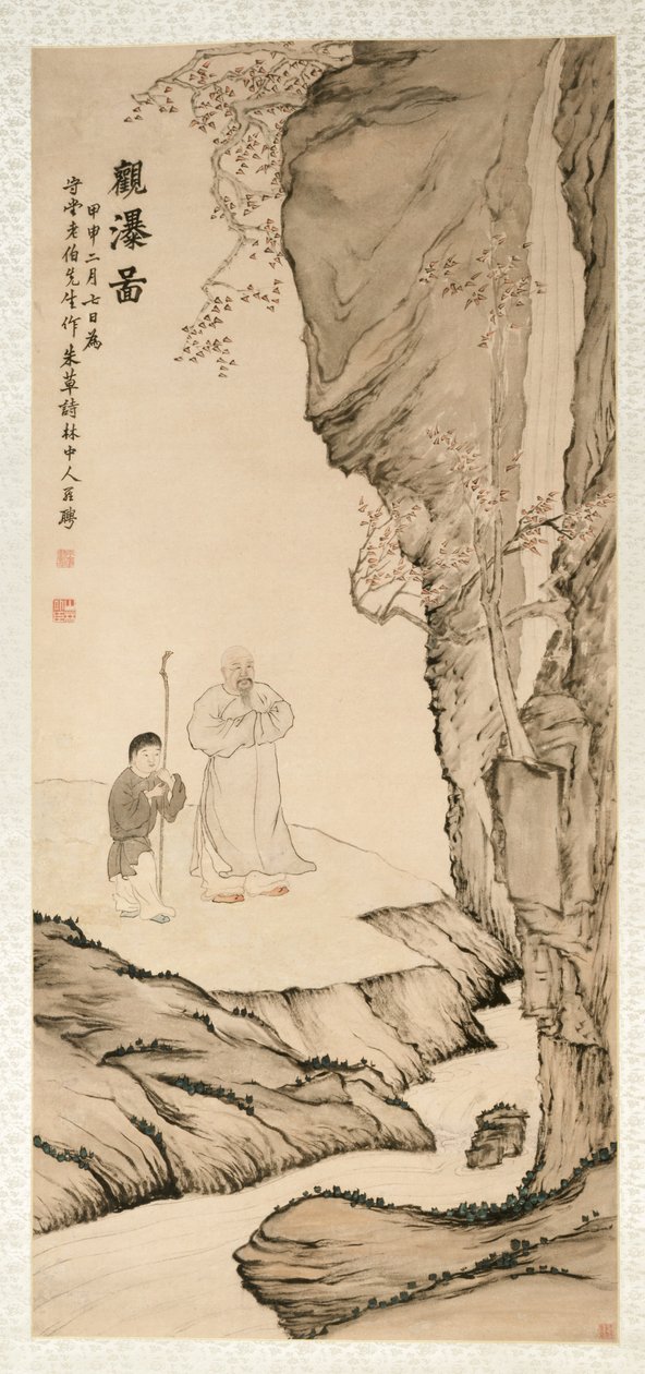 Forsker ser på fossen, 1764. av Luo Ping