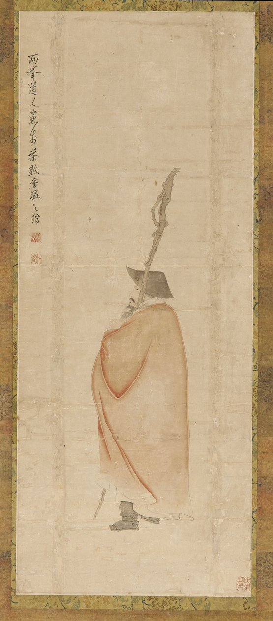 Stående mann i rød frakk, Qing-dynastiet, 1700-tallet. av Luo Ping