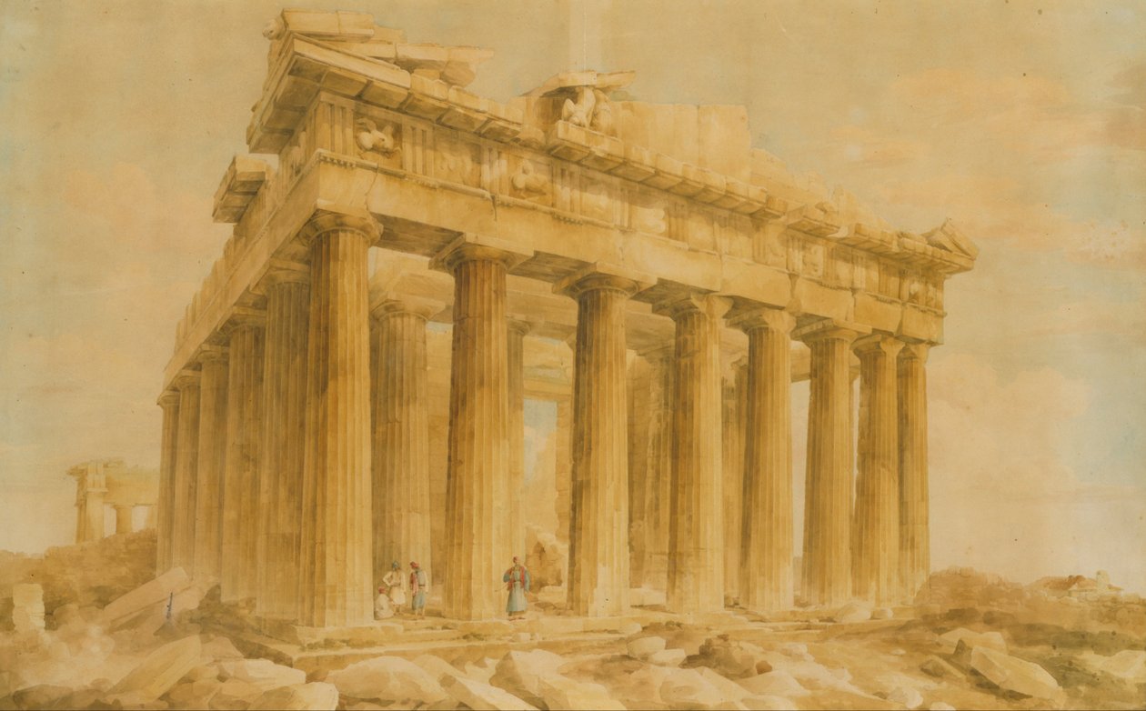 Parthenon fra nordvest av Giovanni Battista Lusieri