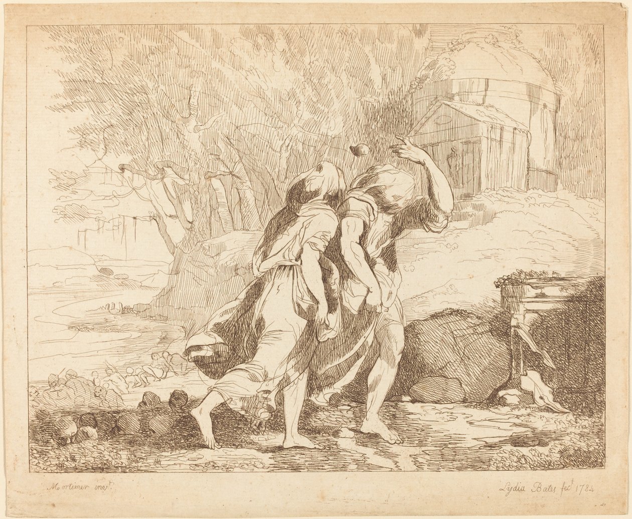 To flyktende figurer (Atlanta og Hippomenes?) av Lydia Bates