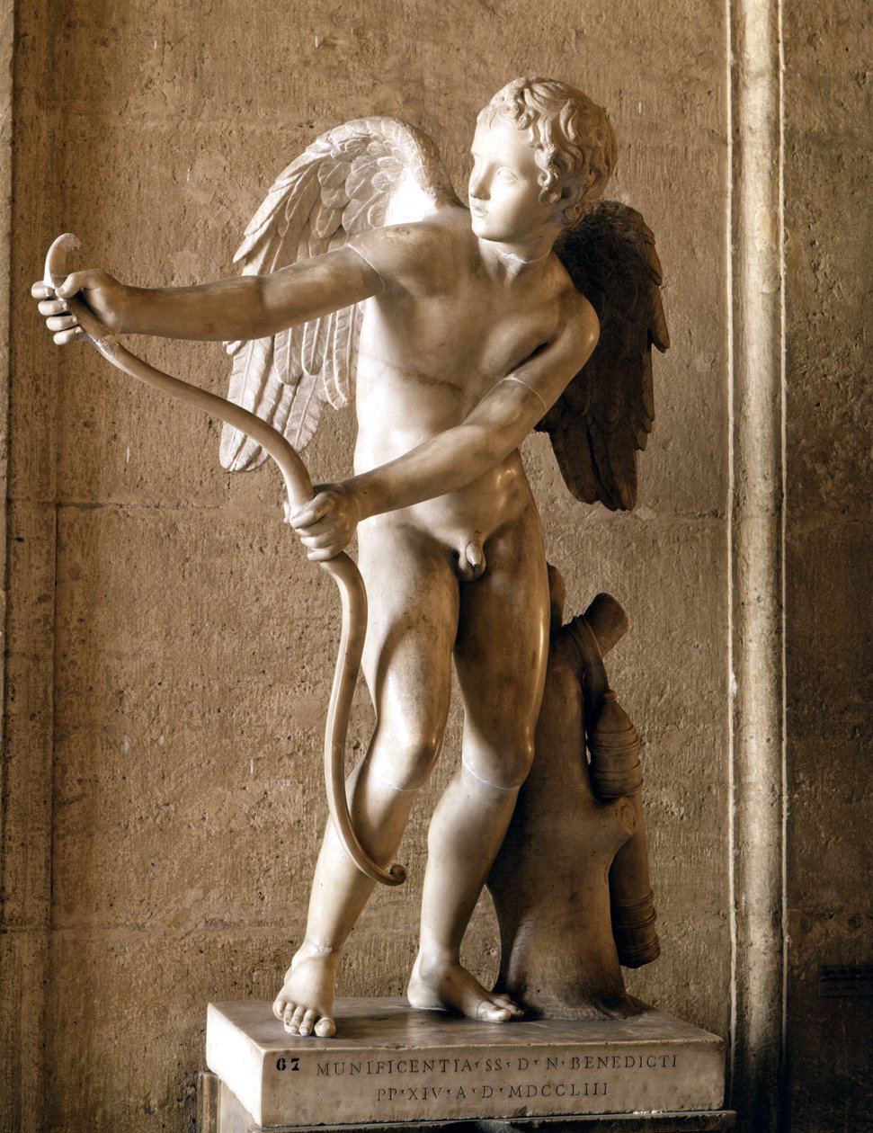 Eros (Cupid) med buen (1753) kopi av Eros de Thespies av Lysippe. Capitol Museum, Roma. av Lysippos (attributed to)