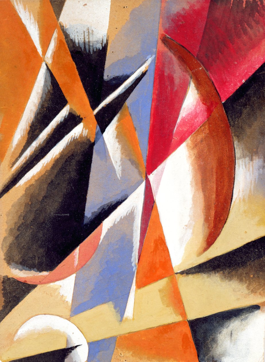 Komposisjon, ca. 1920 (gouache, wc og blyant på farget papir) av Lyubov Sergeevna Popova