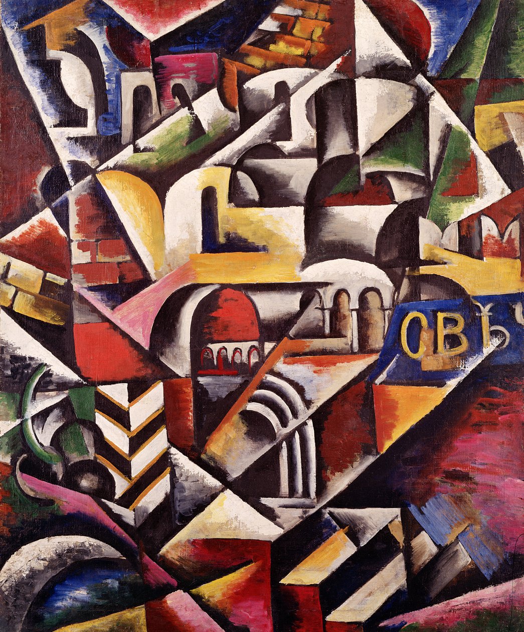 Kubistisk bybilde, 1914 av Lyubov Sergeevna Popova