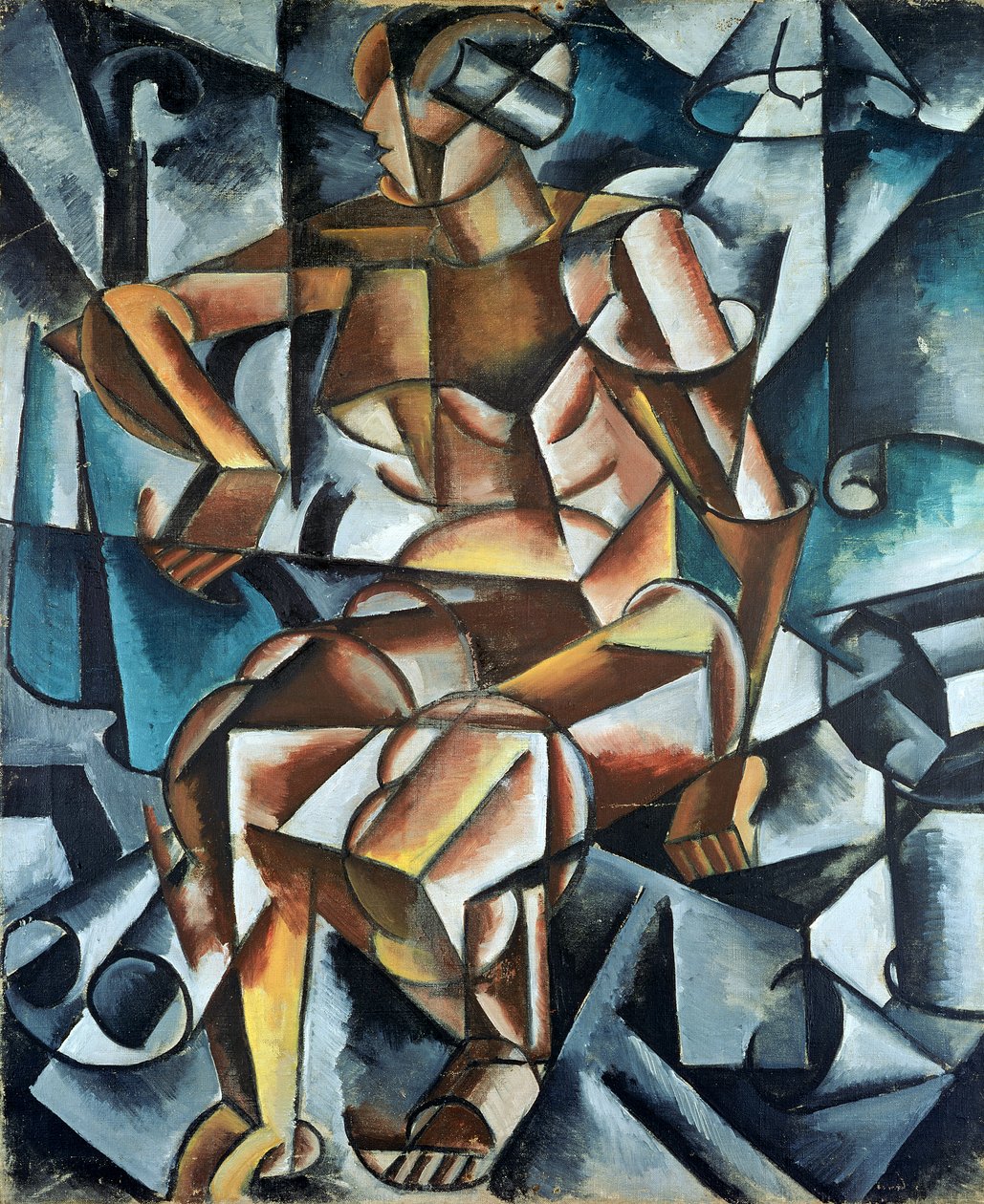 Sittende figur, 1914-15 av Lyubov Sergeevna Popova