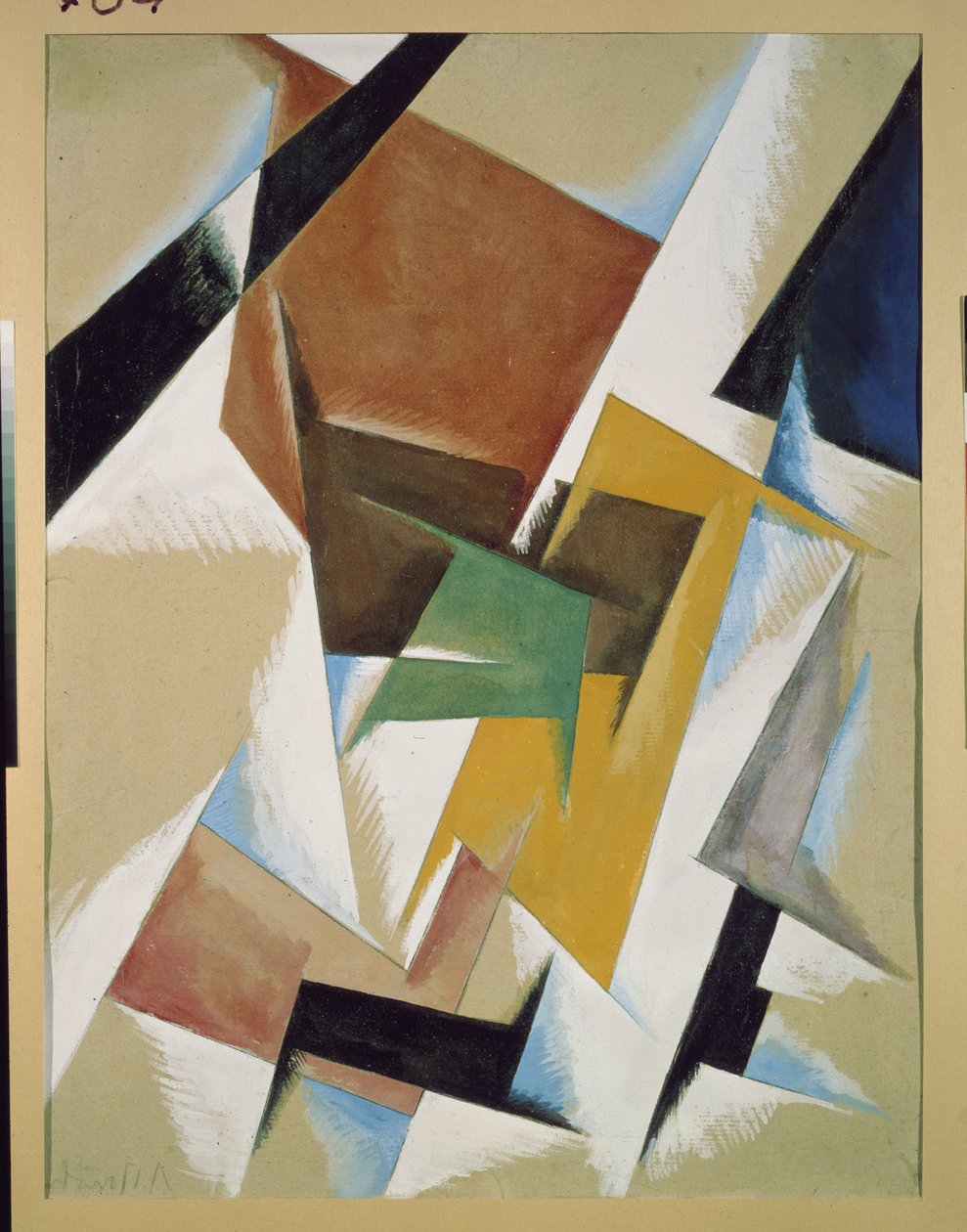 Komposisjon. Verk av Lyubov (Lioubov) Sergeyevna Popova (1889-1924), gouache på papir av Lyubov Sergeevna Popova