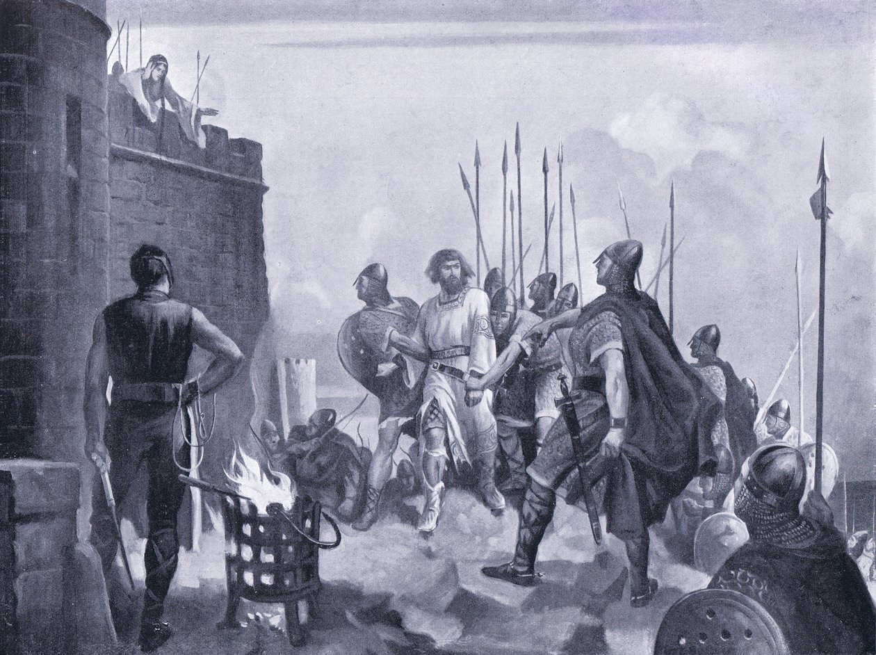 Overgivelsen av Bamborough Castle AD1095, 1920-tallet av M. Mackinlay