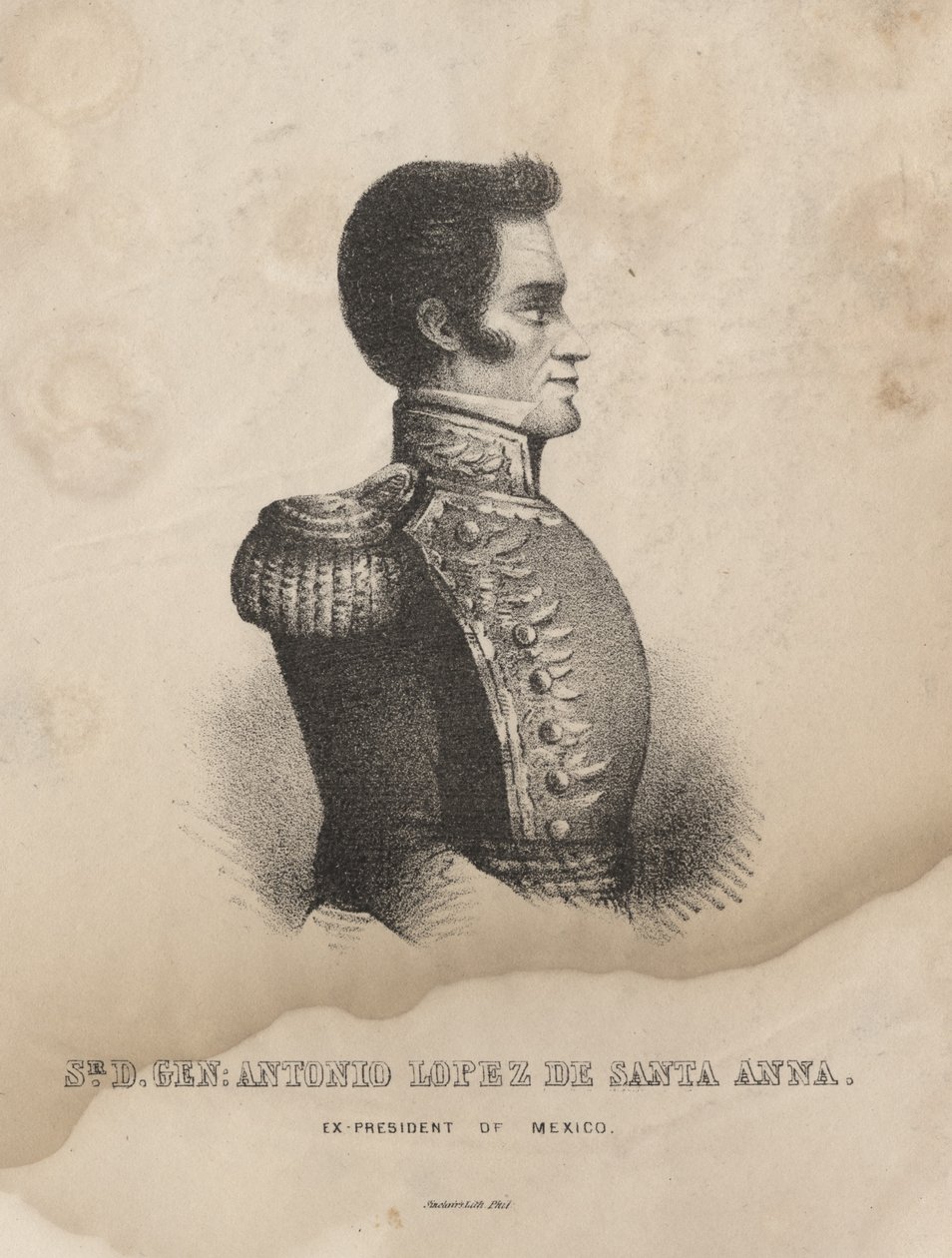 Sr. D. Gen. Antonio Lopez de Santa Anna, litho av Thomas Sinclair av M. Schmitz