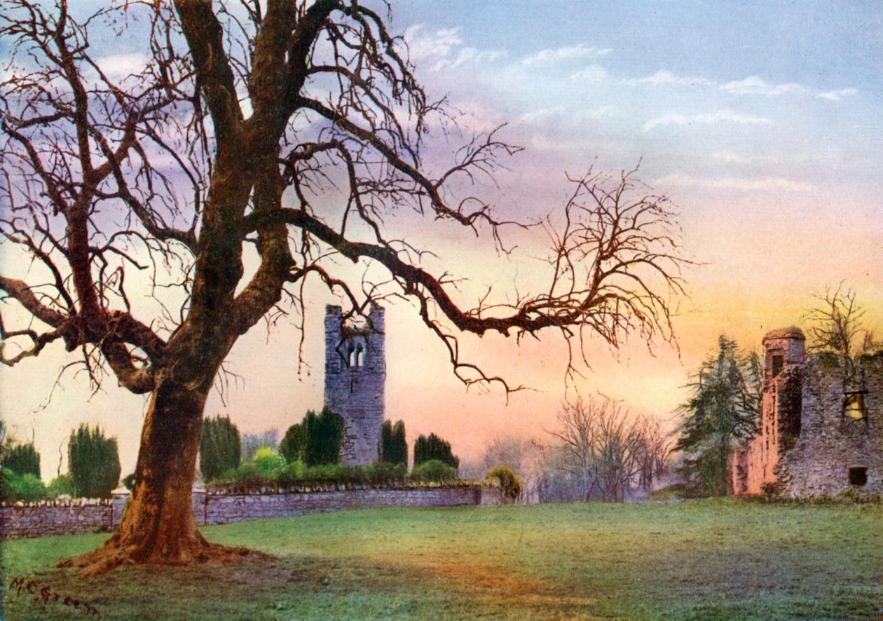 Ruiner på Hill of Slane, County Meath, Irland, 1924-1926 av MC Green