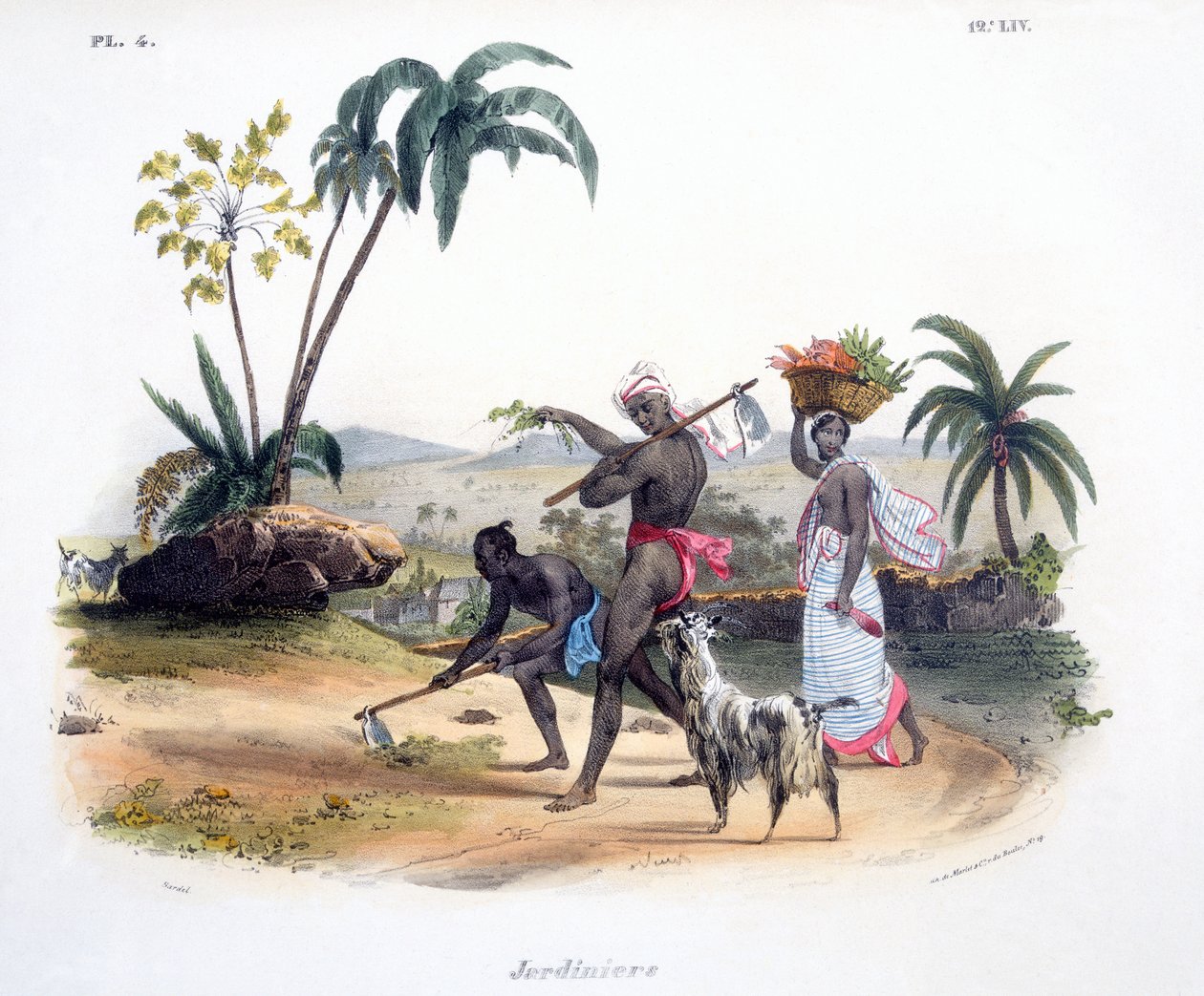 Gartnere som dyrker grønnsaker, 1827-35 av M.E. Burnouf