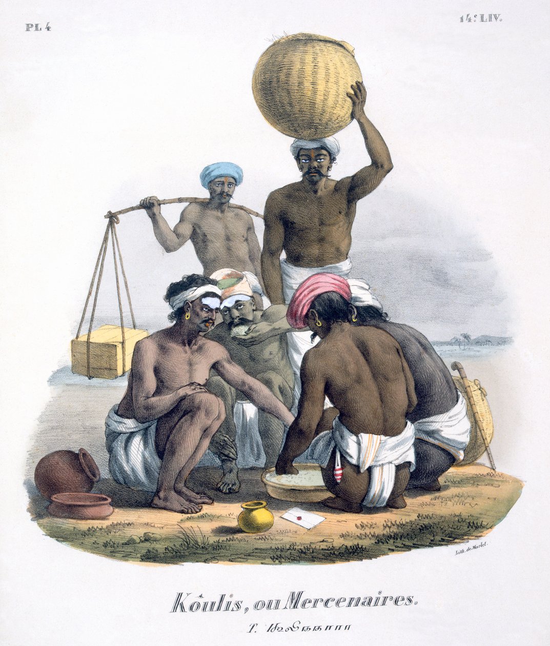 Arbeidere som deler ris, 1827-35 av M.E. Burnouf