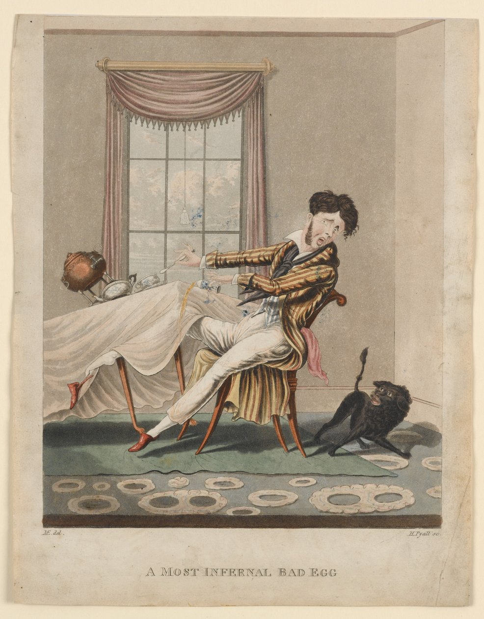 A Most Infernal Bad Egg, trykk laget av H. Pyall, ca. 1825 (håndfarget gravering) av M. Egerton