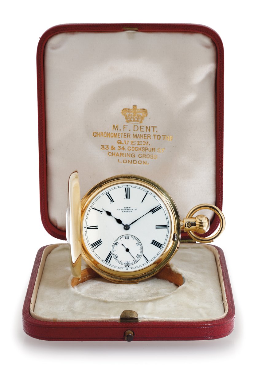 Halv hunter case minutt repeterende lomme kronometer av M. F. Dent