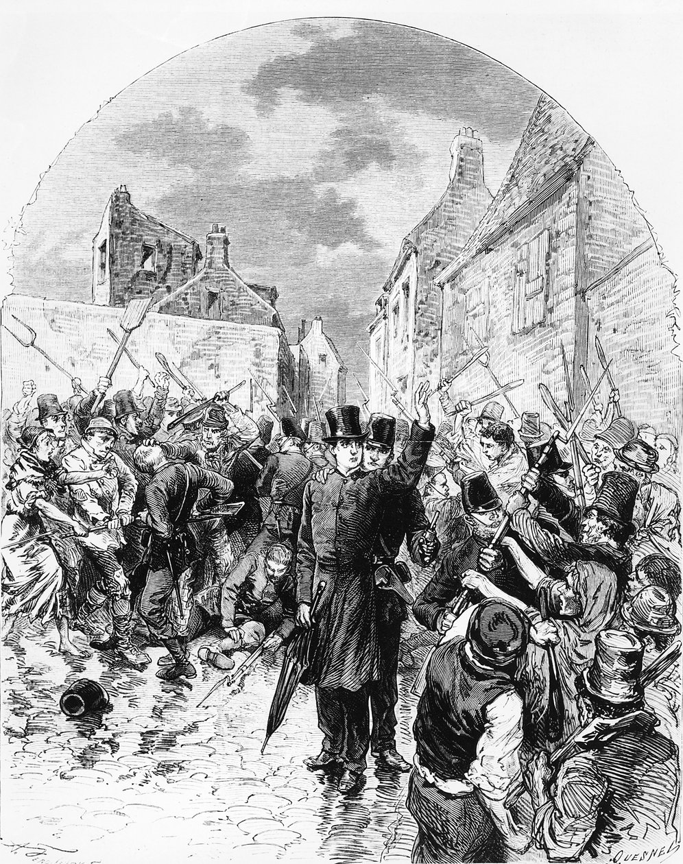 Opptøyer i Irland - En katolsk prest arrestert av politiet i Mullingar blir reddet av folket, fra Le Monde Illustré, 25. juni 1881 av M. Ferdinandus
