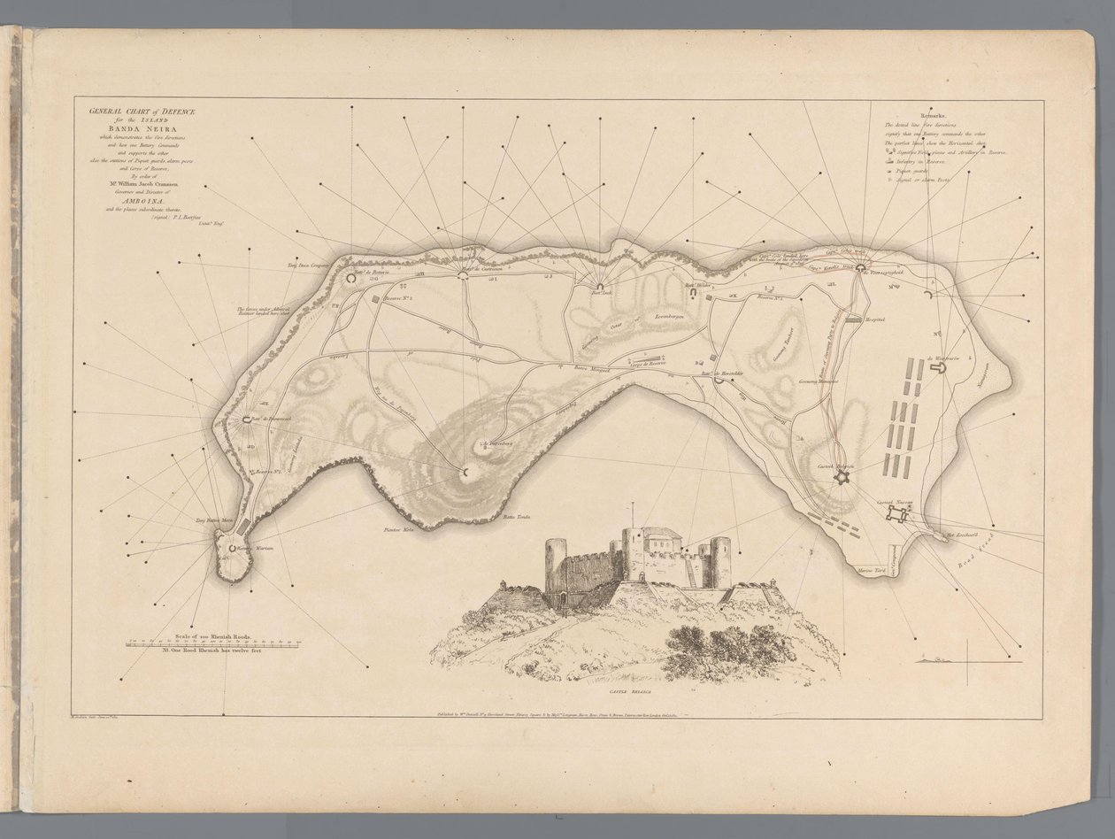 Erobring av Banda av engelskmennene 9. august 1810 Illustrerende beretning om kaptein Coles fantastiske prestasjon i erobringen av øya Banda (tittel på objekt) av M. Graham
