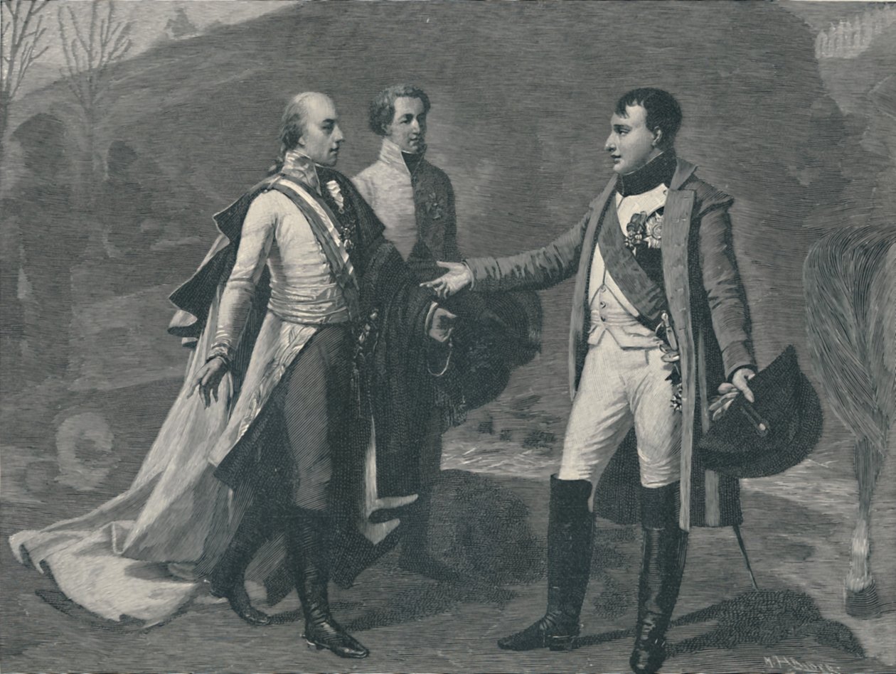 Møte mellom Napoleon og Frans I etter Austerlitz, 1805, 1896 av M. Haider