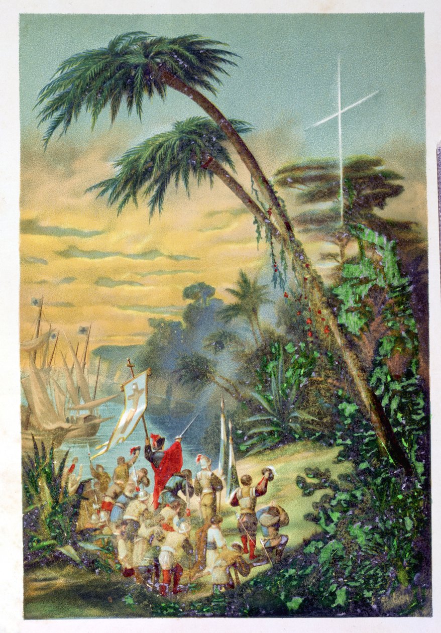Oppdagelsen av den nye verden av Christopher Columbus (1451-1506) 1892 av M. Houssot