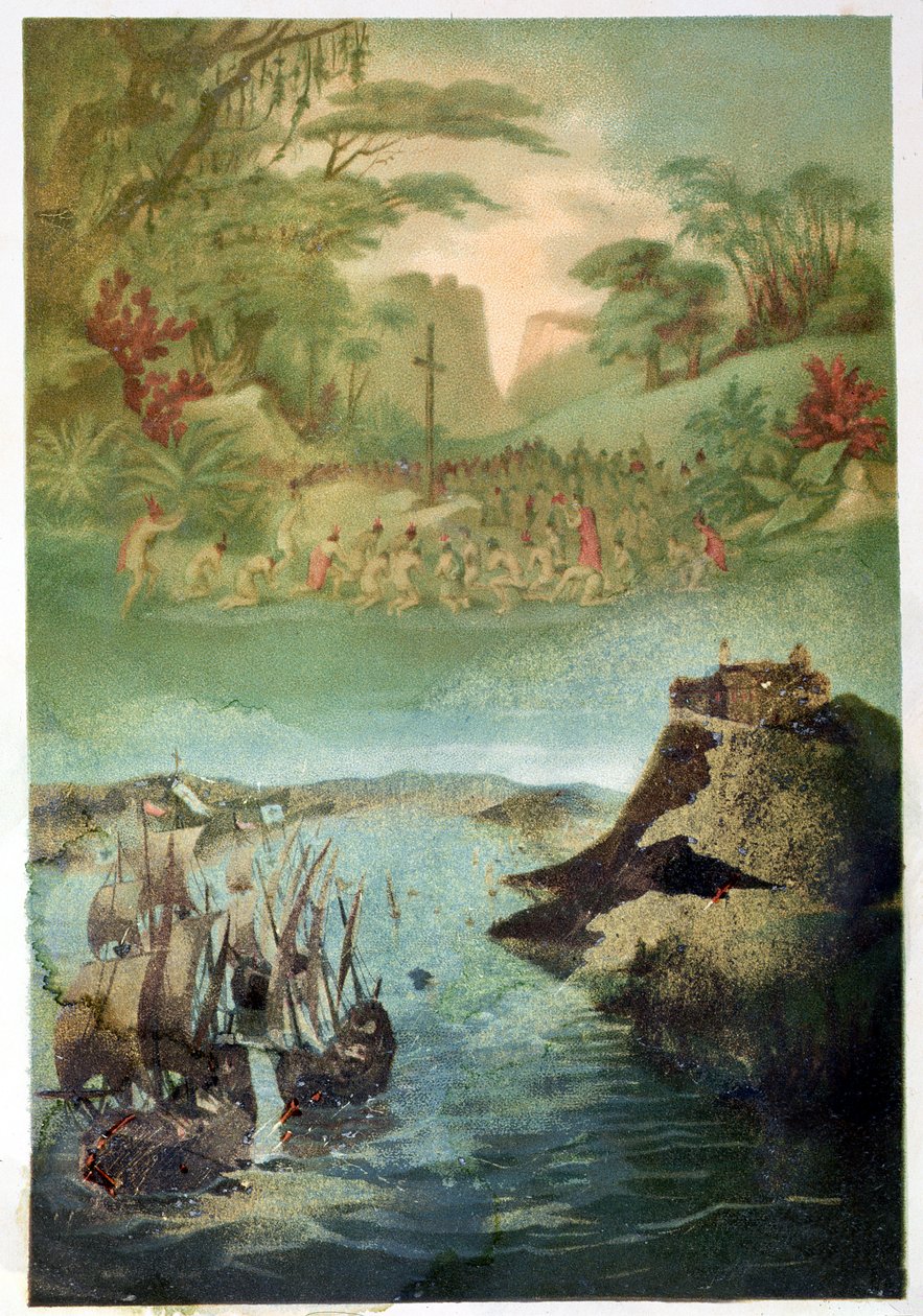 Evangeliseringen av den indiske befolkningen og reisen til Christopher Columbus (1451-1506) 1892 av M. Houssot